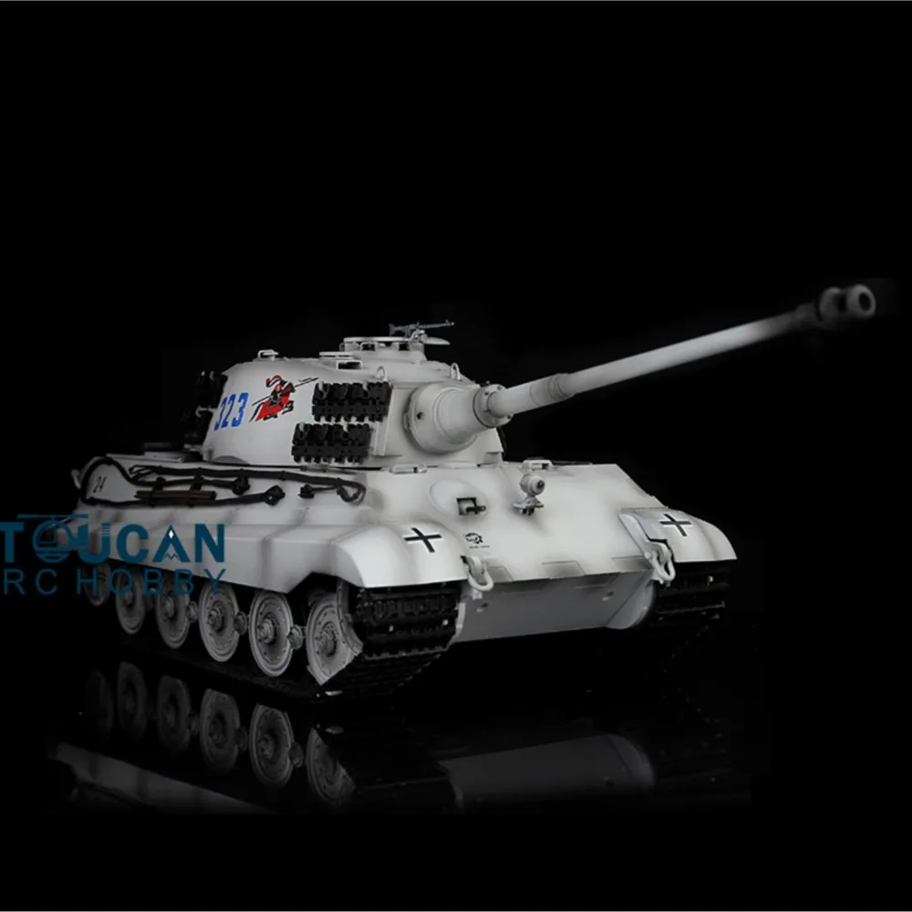Henglong 1/16 Snow 7,0 tanque de plástico alemán King Tiger RC 3888A 360 torreta giratoria batalla infrarroja TH17547-SMT7