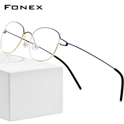 FONEX-Titanium Alloy Screwless Óculos Frame, Óculos para homens e mulheres, Coreano Dinamarca Óculos, 98618