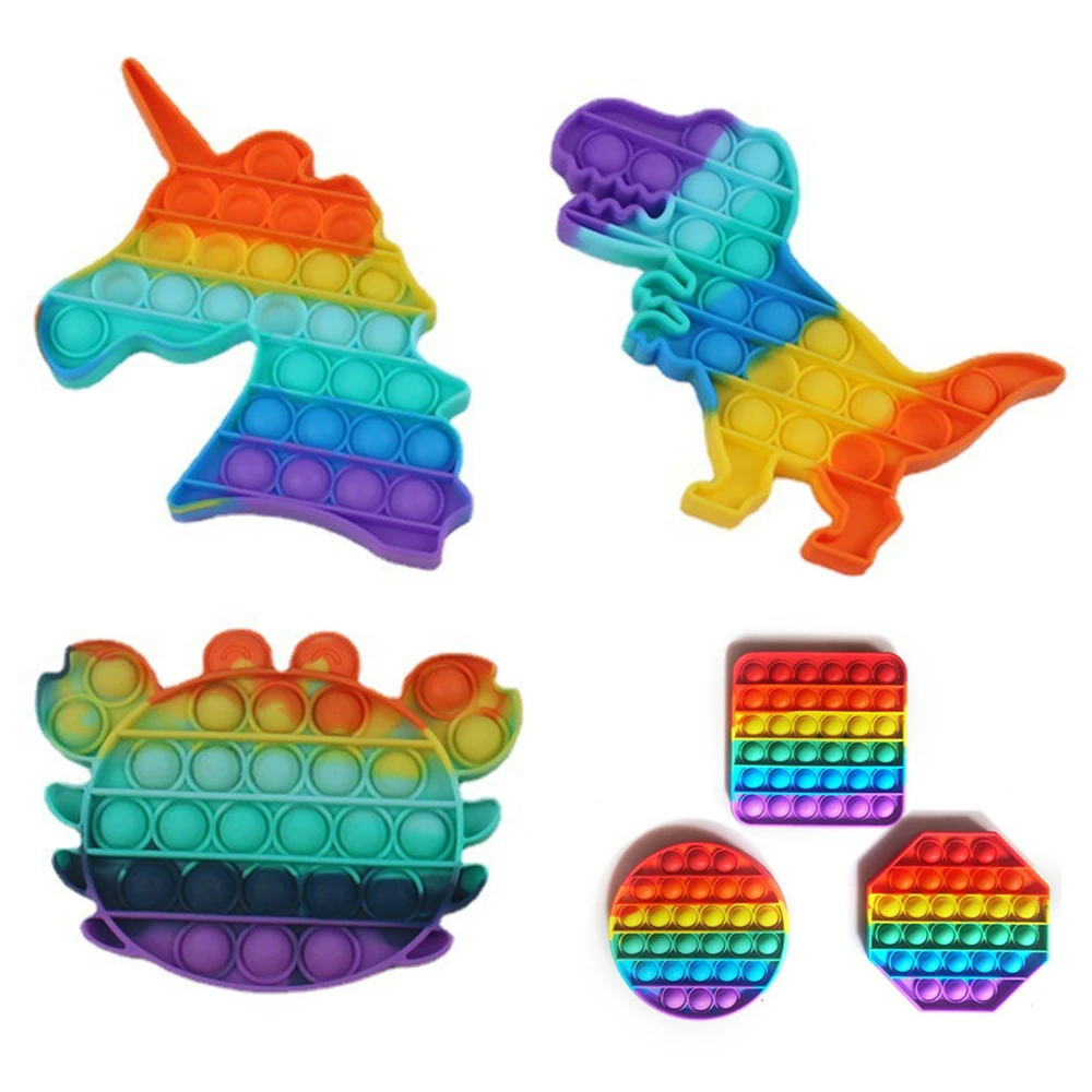 Push Bubble Fidget Antistress Toys Adult Kids Unicorn Dinosaur Pop Fidget Sensory Toy Autism Special Needs Stress Reliever