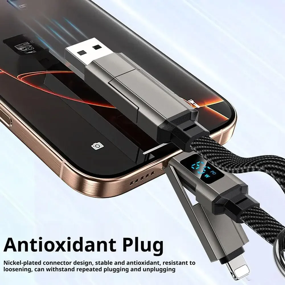 4-in-1 65W Schlüsselanhänger-Ladekabel USB-C mit V/A/W-Anzeige Typ C für Apple Tragbares Kabel für iPhone/iPad/Samsung/Laptop – Detail 12