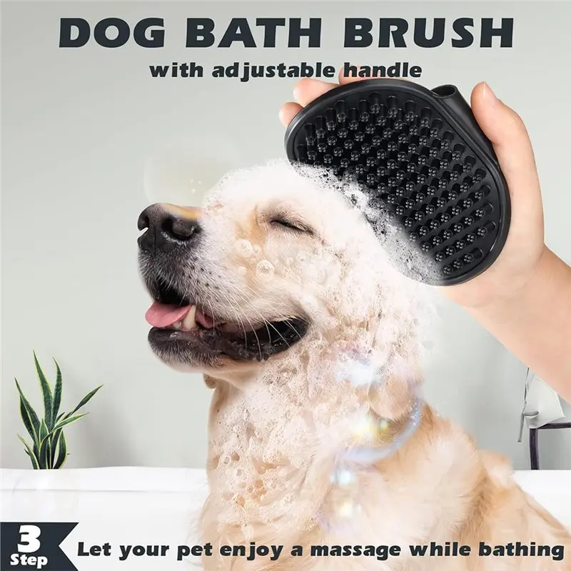 NEW HOT In Stock-3PCS For Dogs, Cats& Horses Pet Grooming Kit-Slicker Brush, Rake Bath Brush Skin-Friendly,Self-Cleaning Tools view 3