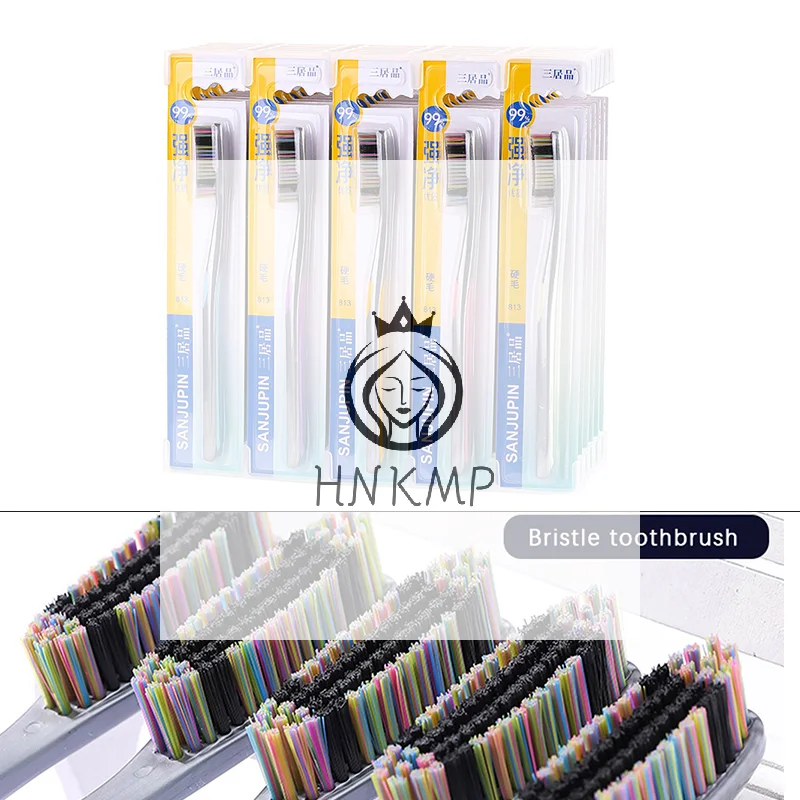 

1/5Pcs Large Head Bristle Toothbrush Adult Anti Slip Wide Design Deep Oral Cleaning Removing Tooth Stains And Smoke Stains