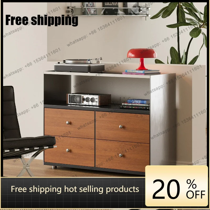 LD modern simple wooden four chest cabinet living room bedroom storage drawer locker