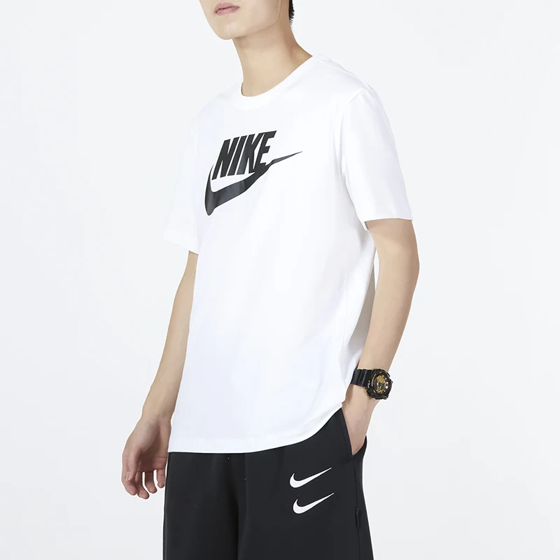 نايك (نايكي) m Nsw Tee Icon Futura تي شيرت رياضي رجالي بأكمام قصيرة غير رسمي ملابس لياقة بدنية فضفاضة Ar5005-101