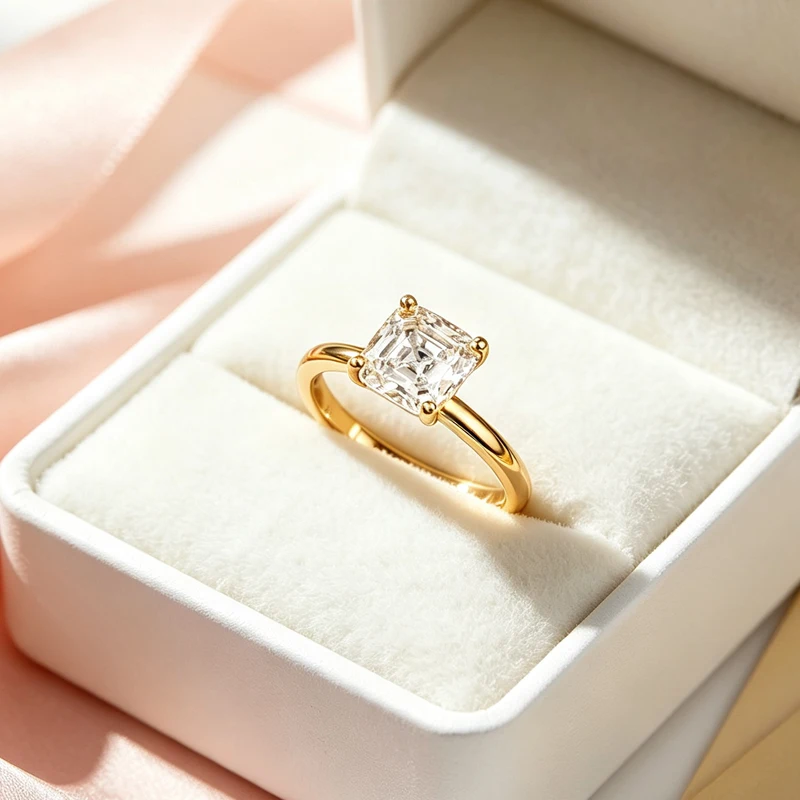 Verstellbarer Smaragdschliff-Ring mit Moissanit-Edelstein, S925 Sterlingsilber, Diamanttester-geprüft, funkelnder 18K Gold Herrenring – Detail 14