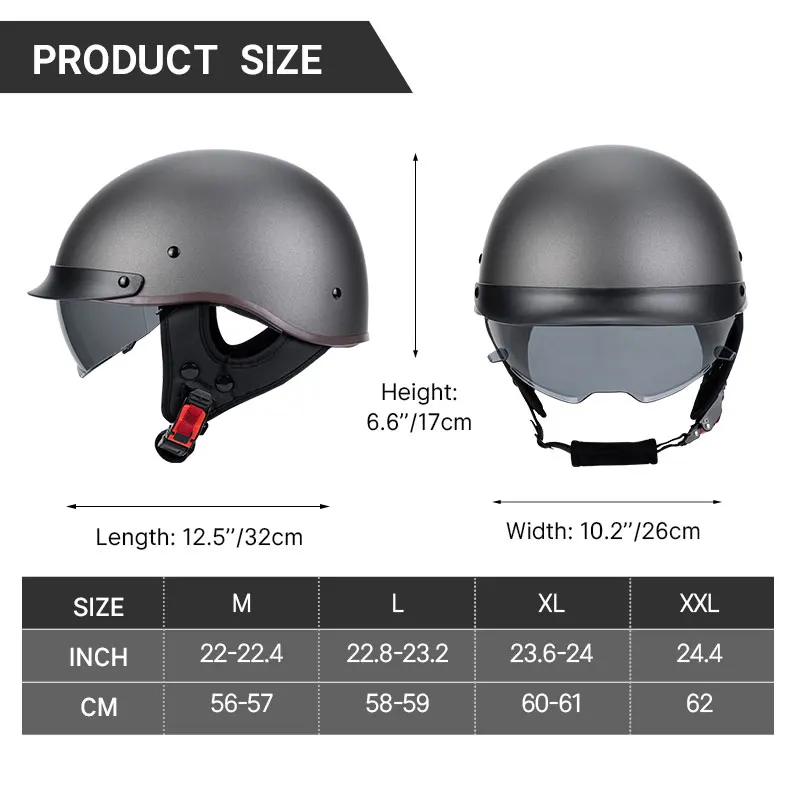 MATT BALCK Motorcycle Retro Half Helmet Half Unisex Motorcycle Open Face Retro Half Helmet Biker Pilot DOT Certification Helmet