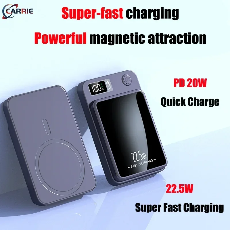 

100000mAh Wireless Magnetic Power Bank Super Fast Charging Portable External Battery PowerBank Adapter For iPhone Huawei Samsung