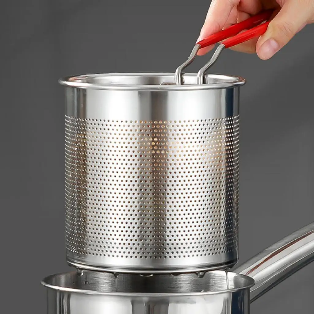 Mini Deep Frying Pot with Mesh Strainer Stainless Steel Cookware for Gas Stove Camping Picnic Party Gift