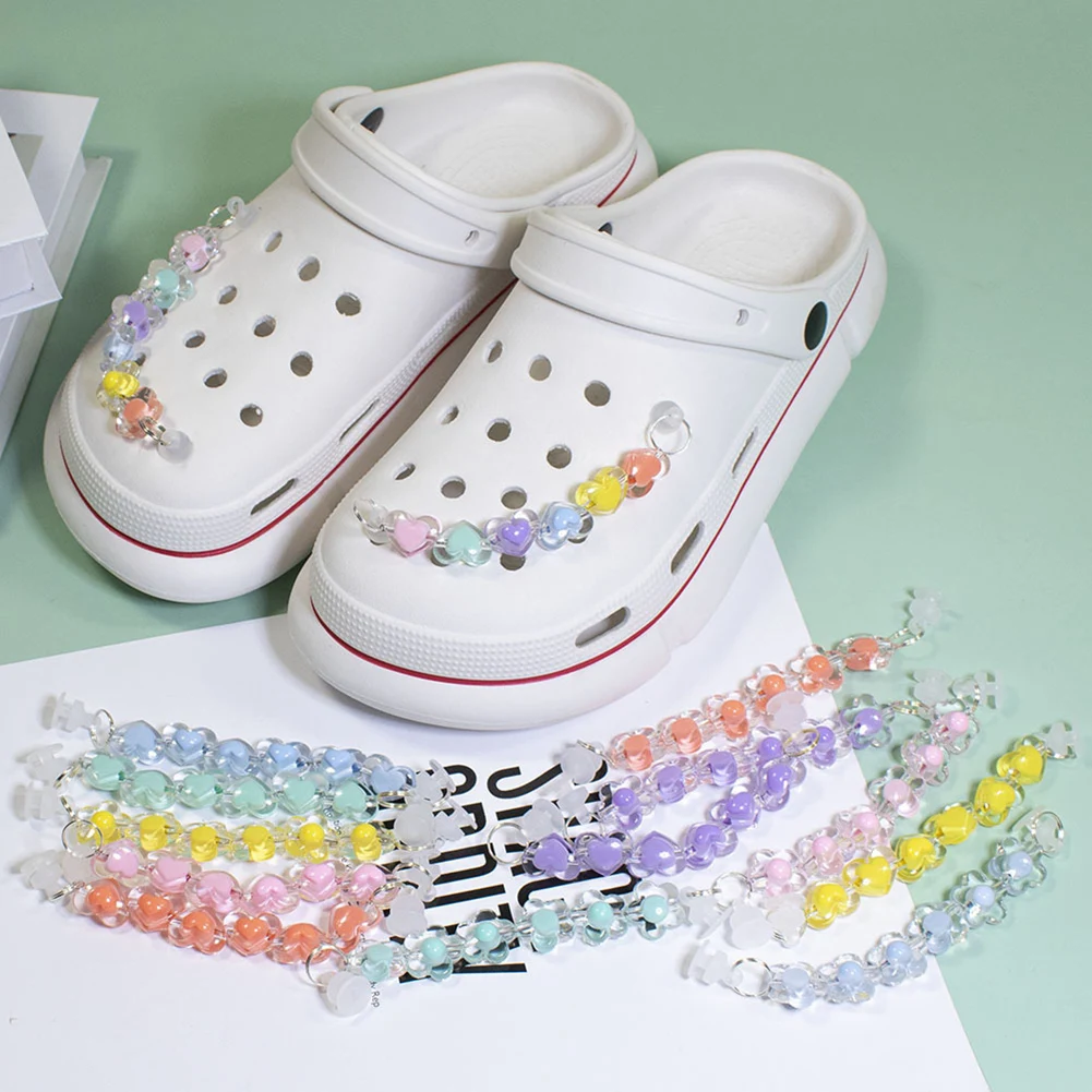 1PC 3D Rainbow Heart-shaped Shoe Charms DIY Shoe Decaration Accessories Chain Hole Shoe Buckle Kids Boy Girls Gifts