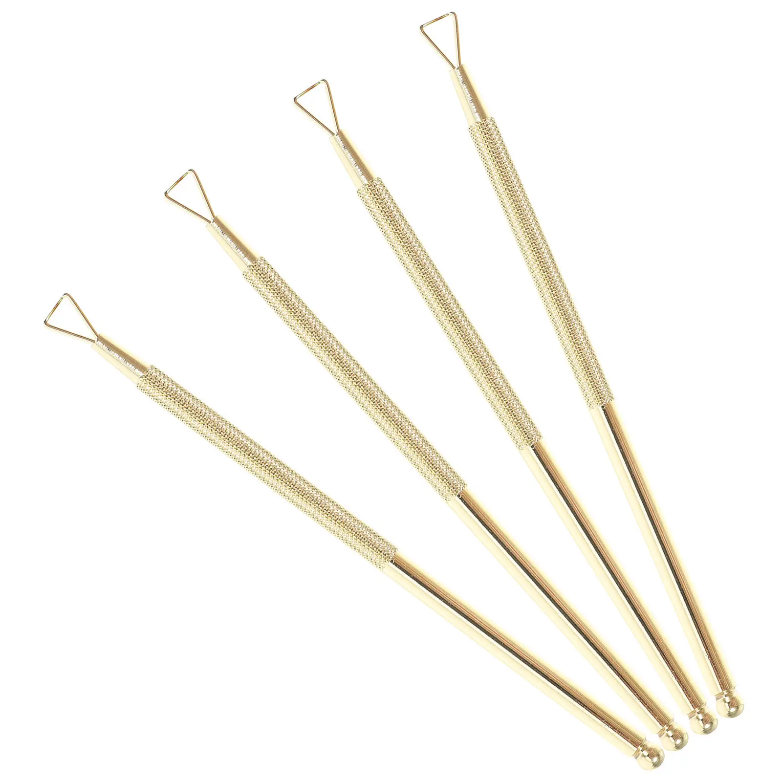 

4Pcs Stainless Steel Nail Art Pusher Triangle Cuticle Remover Gel Polish Scraper Ergonomic Handle for Home Salon Pedicure