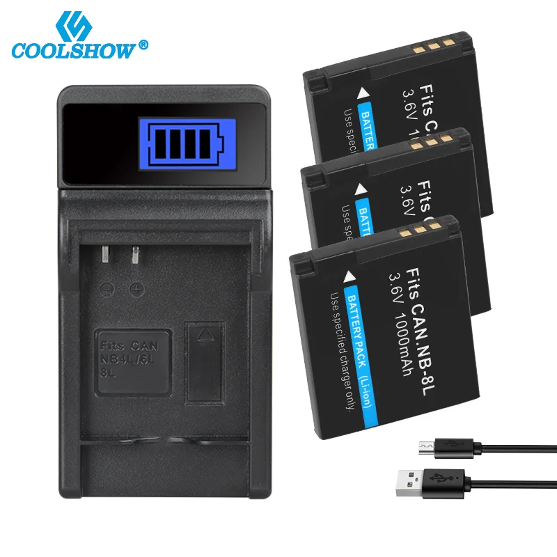 NB-8L NB 8L Battery Charger 1000mAh For Canon PowerShot A3000 A3300 A3200 A1200 IS A3100 A2200 Camera Batterie