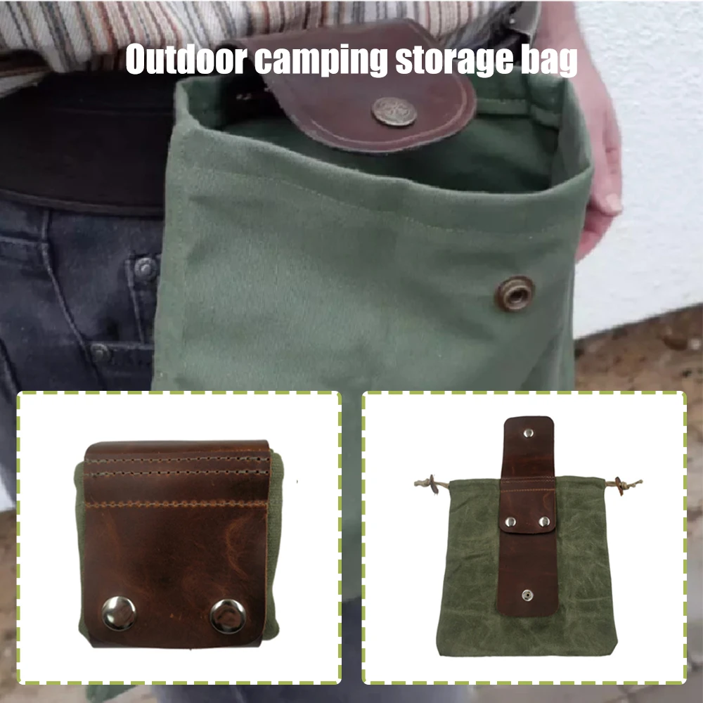 حقيبة قماش مشمع مع الرباط ، والجلود القابلة للطي ، جيب حزام الخصر في الهواء الطلق ، والمشي لمسافات طويلة وتمشيط الشاطئ