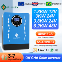 SUMRY SP 3kw 3.8kw 6.2kw Hybrid Solar inverter MPPT Pure Sine Wave 24VDC 48VDC to 220v 80A Solar power AC inverter