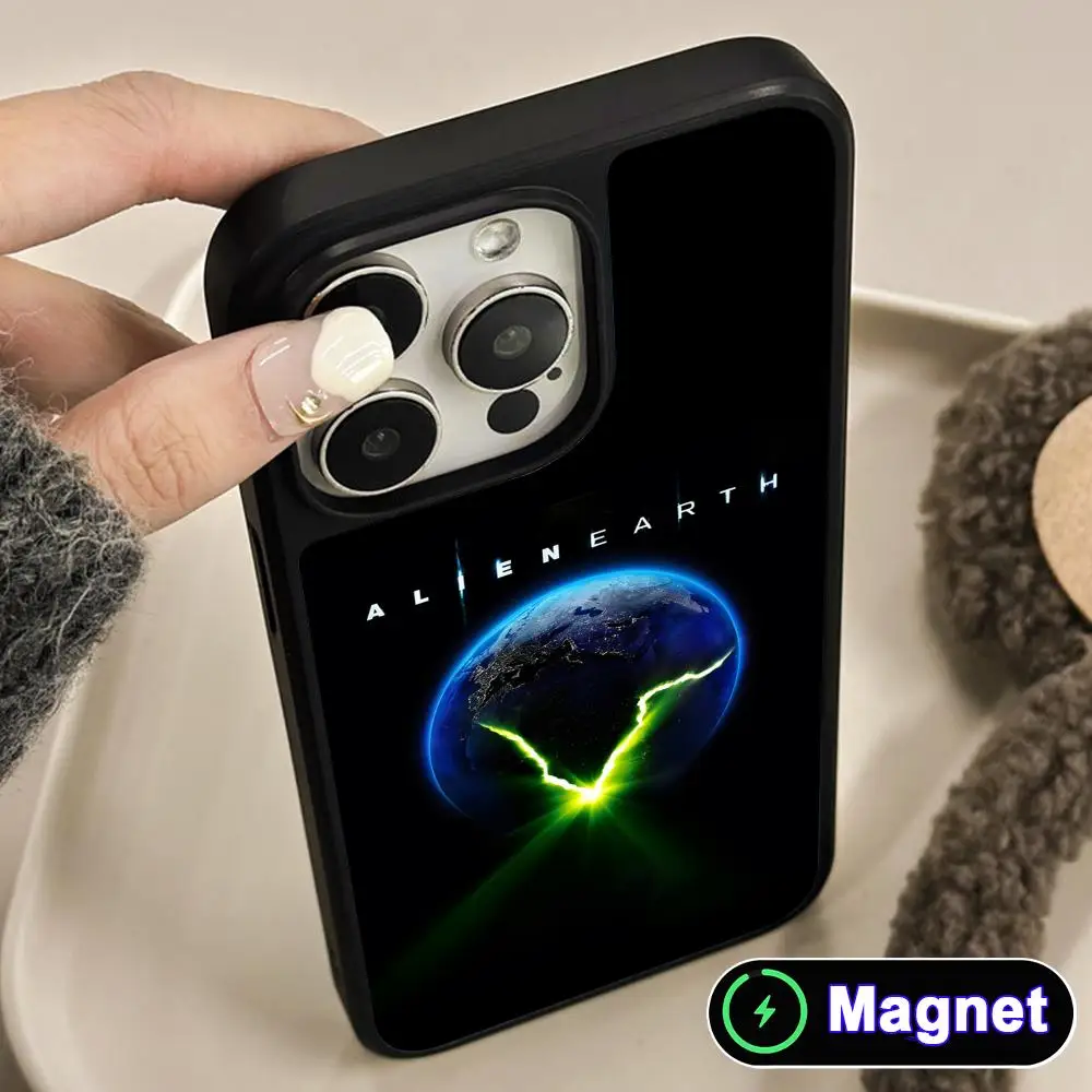 

Alien Earth Phone Case for iPhone 17 16 15 14 13 12 11 Air Pro Max Plus Matte Surface Magnet Cover