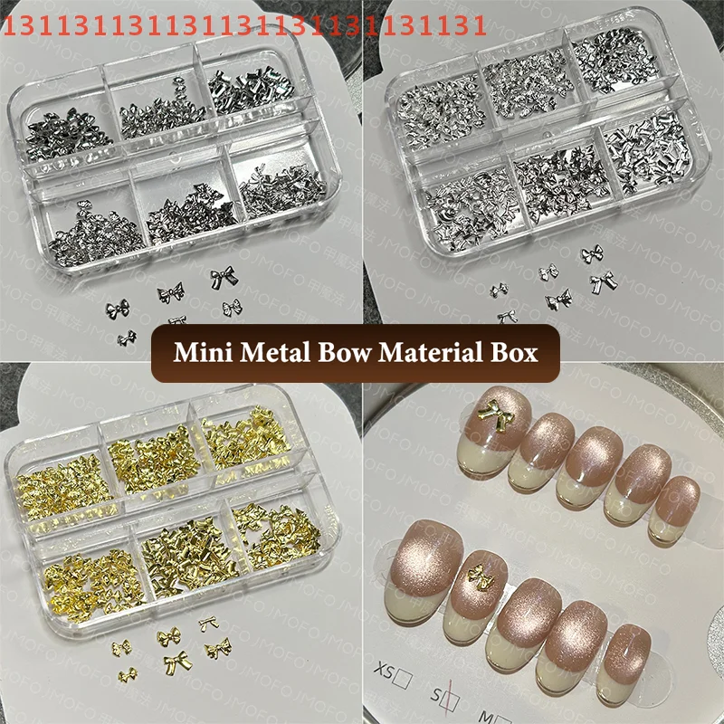 اكسسوارات الديكور مانيكير لفن الأظافر 6 شبكات القوس الصغير مسمار سحر الذهب والفضة اللؤلؤ مسمار الراين