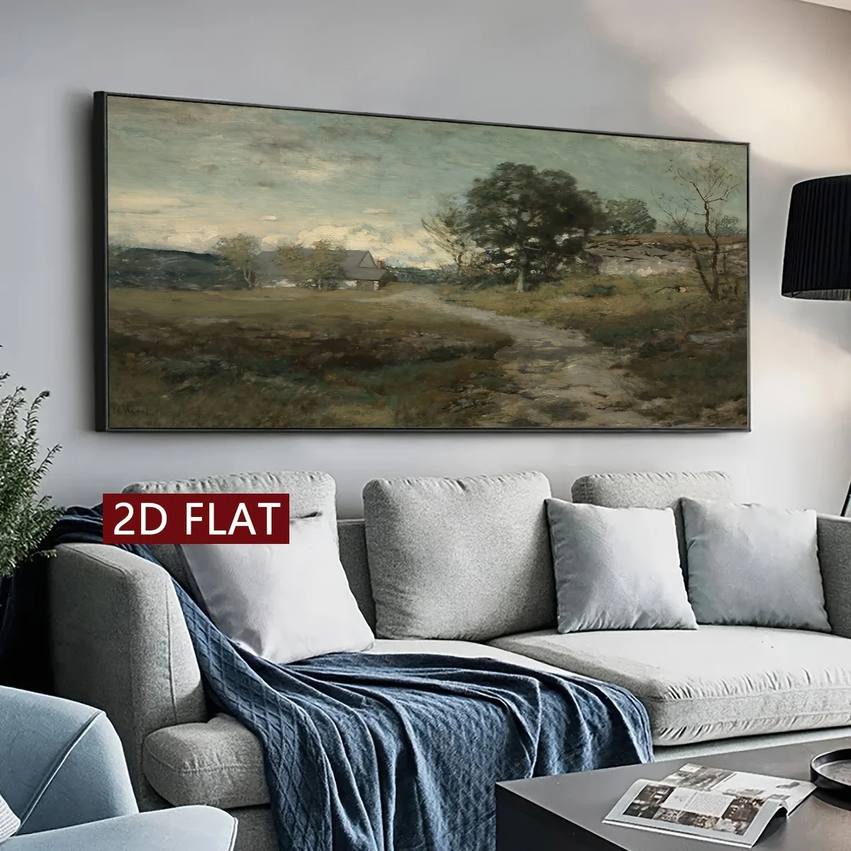 

2D Flat 1pc Large Retro Field Life Scenery Canvas Wall Art, Frameless Canvas Wall Prints for Living Room and Bedroom Wall Decor