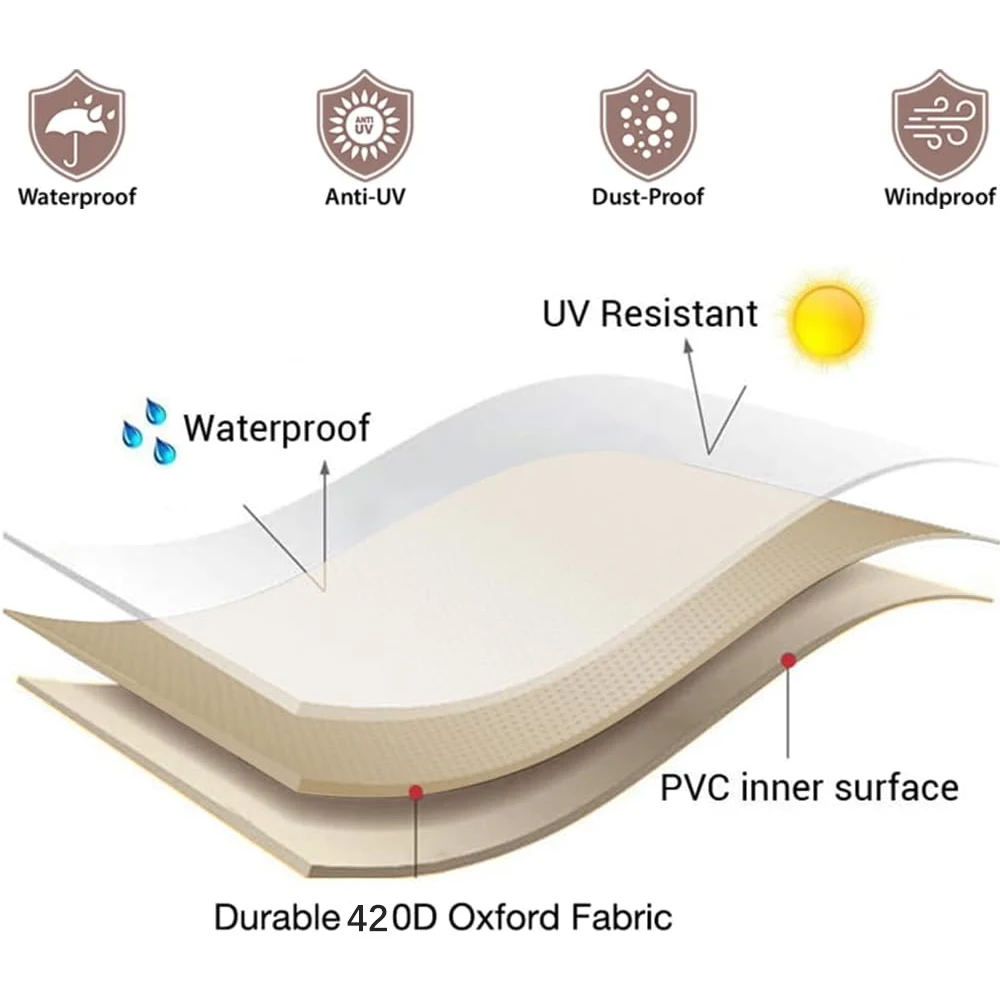 420D الثقيلة أكسفورد النسيج مجموعة أثاث الفناء غطاء مقاوم للماء وغطاء مقاوم للطقس للأثاث في الهواء الطلق #4