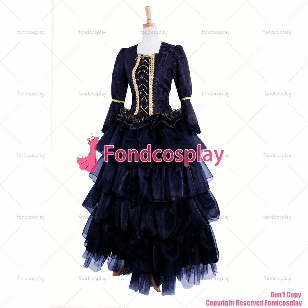 fondcosplay tripp Fashion Hiphop Versailles Hizaki Visual J Rock Outfit black organza Dress Cosplay Costume CD/TV[CK985]