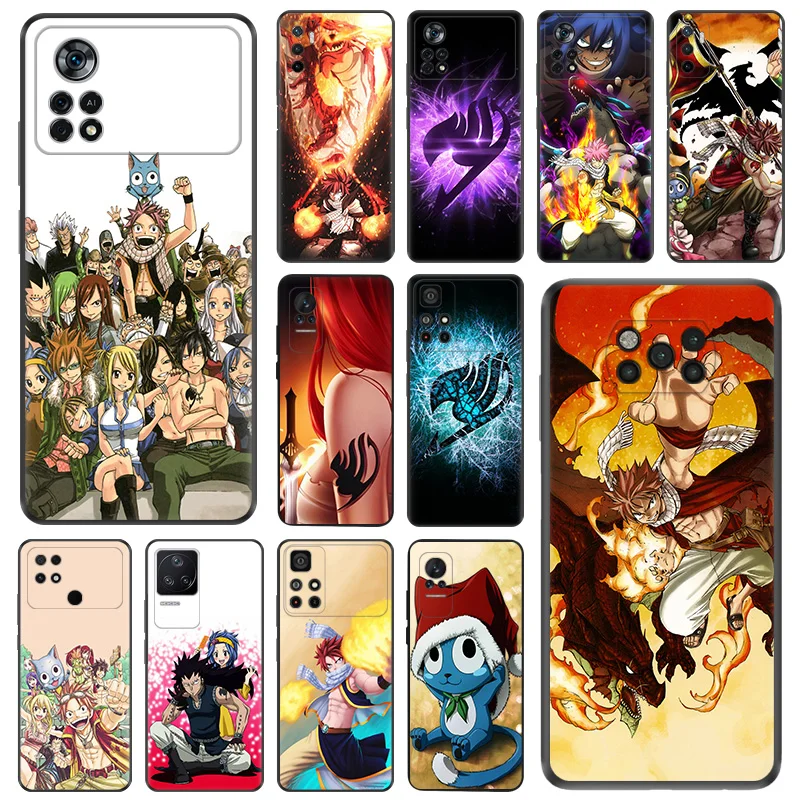 Black Matte Phone Case For Xiaomi Poco C61 M5 M5s X5 Pro 5G C51 C50 C40 X4 X3 F5 M4 M3 F3 GT Soft Fairy Tail Anime Cover