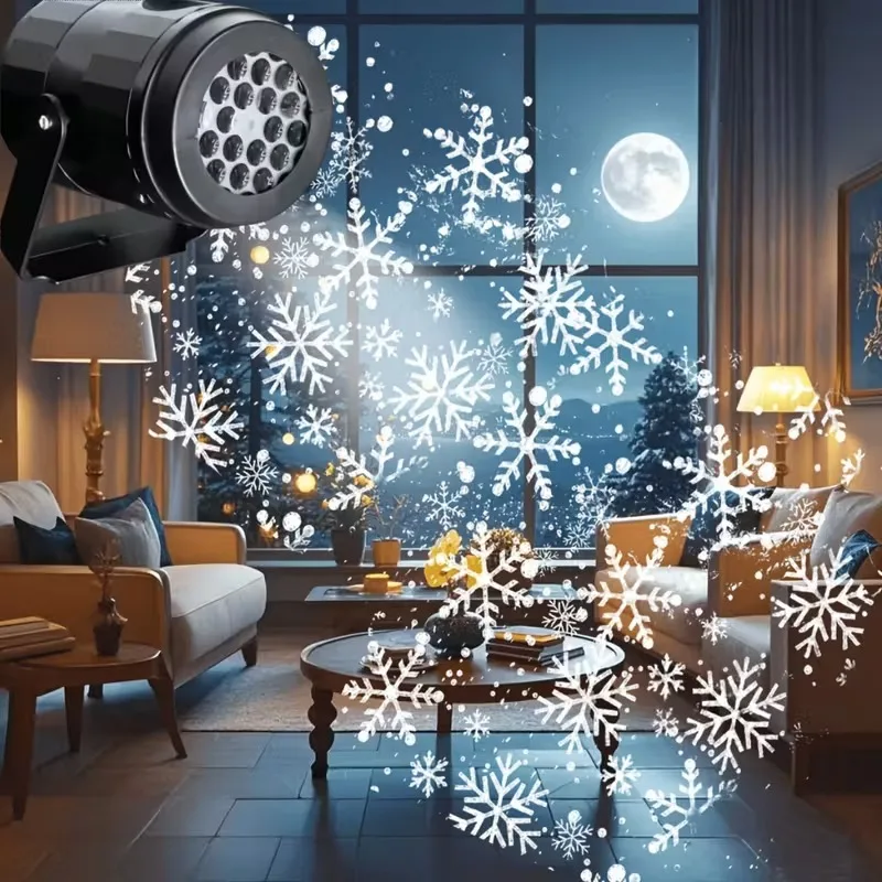 جهاز عرض عيد الميلاد سهل التركيب مزود بمنفذ USB لتزيين الهالوين على شكل ندفة الثلج للاستخدام الداخلي والخارجي وحفلات العطلات وصديقة للبيئة