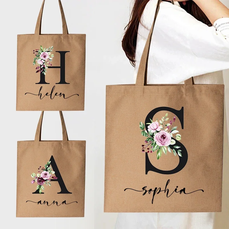 Custom Name Women Tote Bags Cute Fashion Shoulder Bag Japan Style Canvas Shopping Bags Storage Reusable Bag Teacher Life Gift