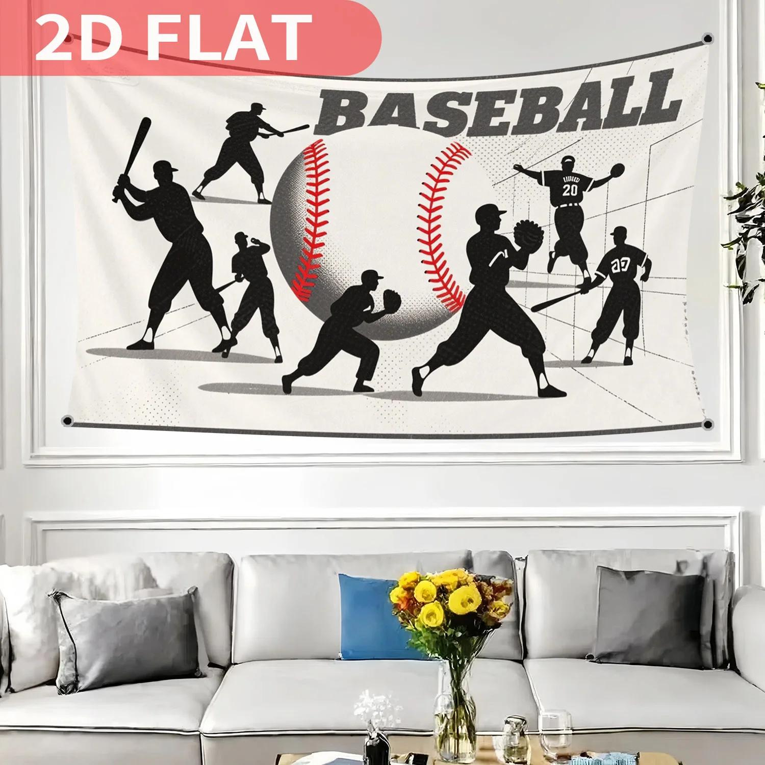 

2D FLAT 1pc Baseball Theme Scroll -Durable Polyester Fabric Party Decor for Home, Indoor Outdoor Decor, Sporty Festive Look