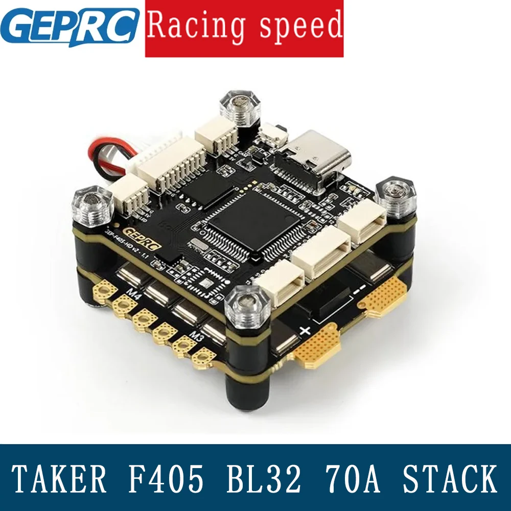 

GEPRC TAKER F405 BL32 70A STACK DJI Air Unit Прямая вилка STM32F405 16M Черный ящик TAKER H70_96K 70A ESC Type-C USB 9V/5V Dual BEC