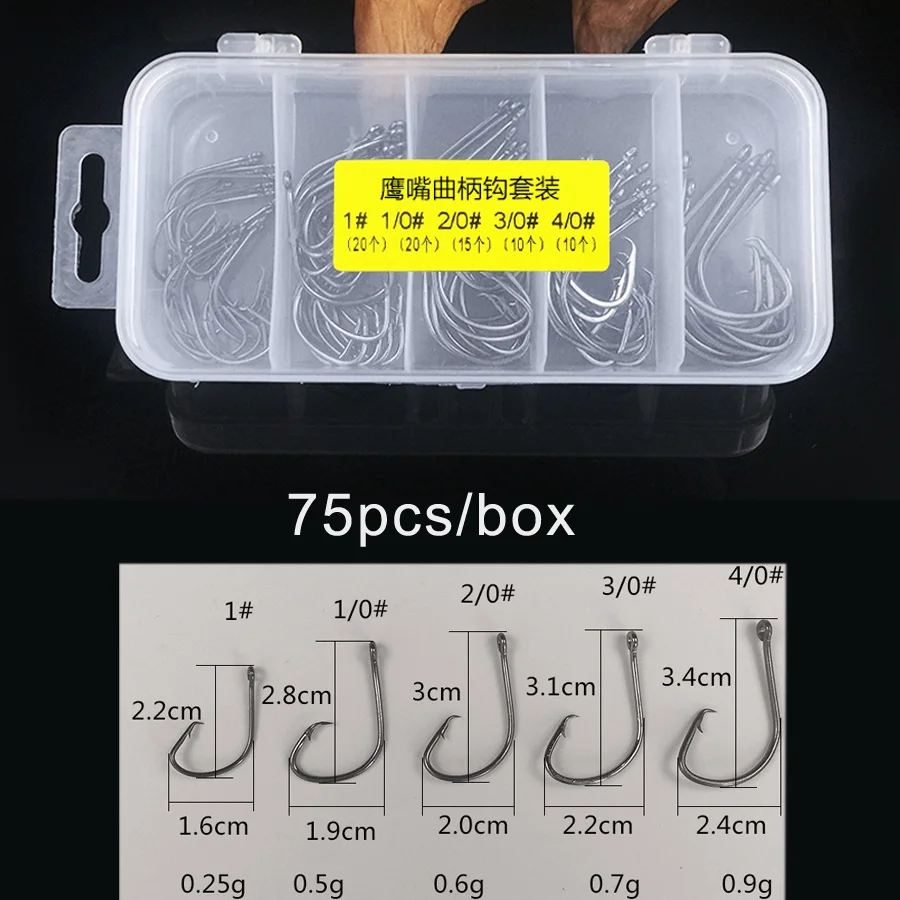 

Circle Fishing Hook 75pcs/box Octopus Hooks Black High Carbon Steel Octopus Fishing Hooks-size:1# 1/0# 2/0# 3/0# 4/0#