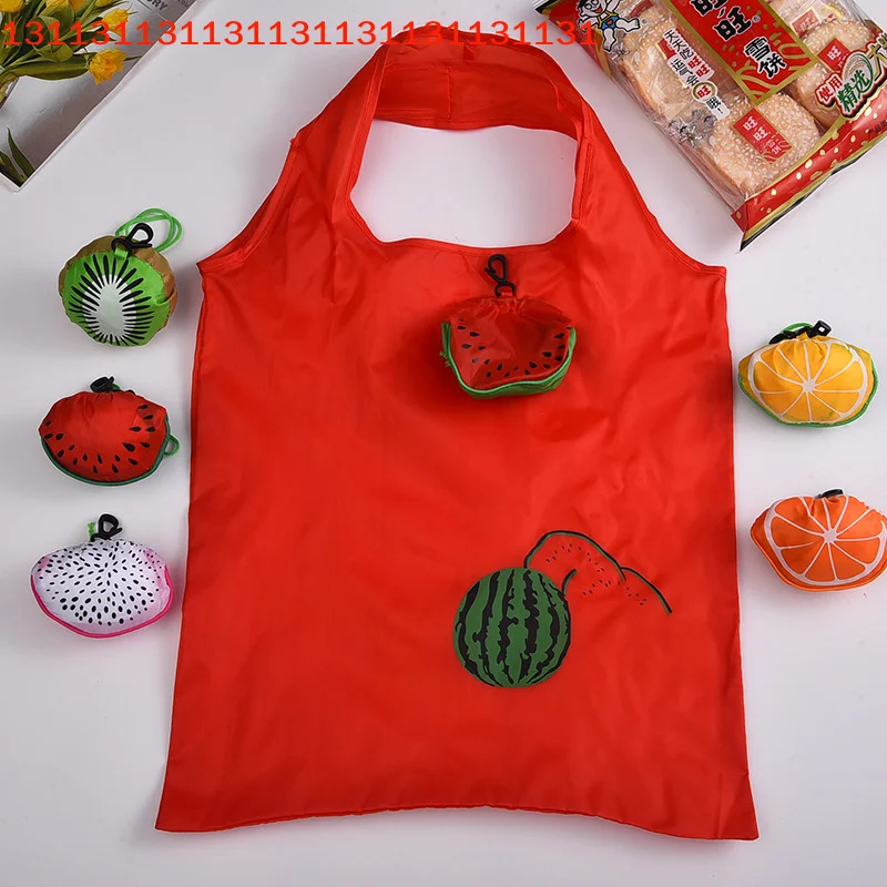 

Stylish and Sustainable Large Capacity Folding Shopping Bag: Adorable Fruit Design and Handy Storage Pouch Included