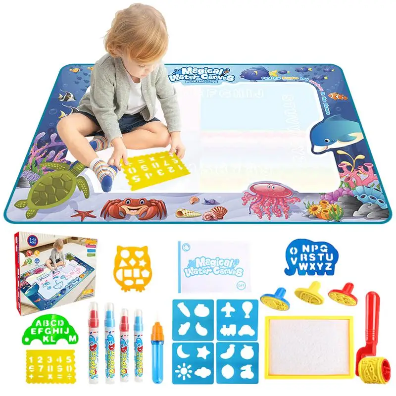 Water Doodle Drawing Pad Reusable Water Color Painting Mat toy Early Educational Drawing Toy set Writing Board For Toddler