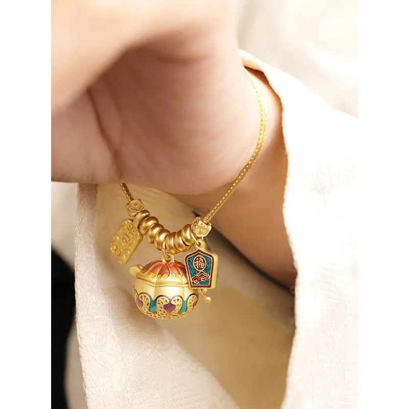 Vintage Enamel Scent Locket Ball Bracelet Gawu Box Portable Aromatherapy Incense Pellet Holder Openable Diffuser Home Fragrance