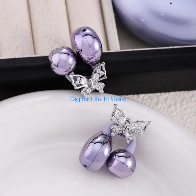 E06D Crystal Butterfly Earphone Jewelry Clip Interchangeables Headphone Accent