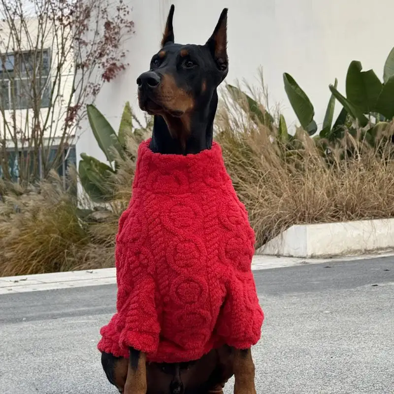 Suéter rojo de Año Nuevo para medios, ropa de punto cálida para perros grandes, abrigos Doberman para medios, ropa para perros grandes