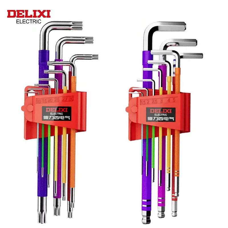DELIXI ELECTRIC Allen Key Set,Allen Hex Wrench Screwdriver Set With High Temperature Quenching of S2 Alloy Steel,for Maintenance