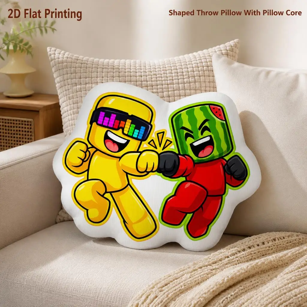 Sunny And Melon Fist Bump Block Characters Shaped Pillow Cushion Irregular Stuffed Throw Pillows for Sofa Home Decoration Gift