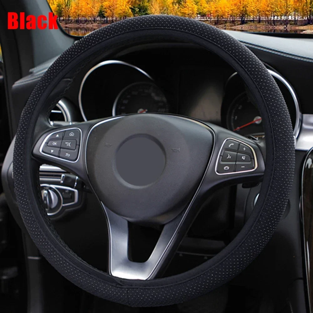 38cm Universal Car Steering Wheel Cover Anti-slip Massage Particles Knitted Fabric Car Stretch Steering Wheel Cover