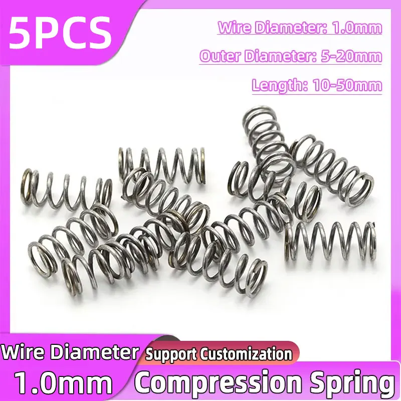 65Mn Carbon Steel Mechanical Cylidrical Coil Pressure Release Return Compression Spring Wire Diameter 1.0mm L 10-50mm