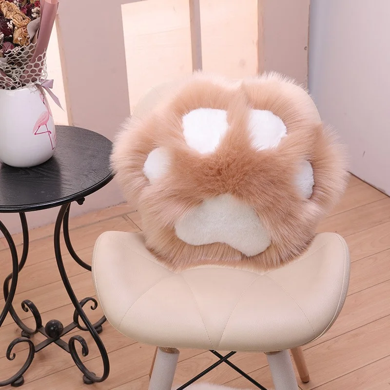 Cute Cat Paw Back Pillows Plush Chair Cushion Plush Seat Cushions for Home Sofa Mat Office Hotel Cafe Chair Seat Back Cushion