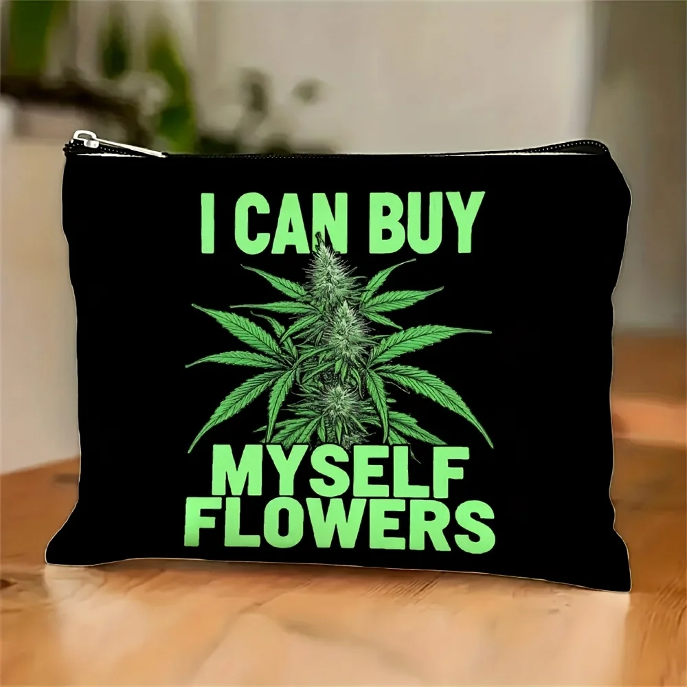 

A Leaf Patterned Cosmetic Bag- Multifunctional Zipper Pouch, Jewelry Storage Bag, Perfect Travel Zipper Small Storage Bag.