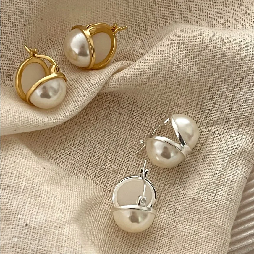 French Style Niche Design Sensibility Double-Sided Vintage Earrings Simple Elegant Copper Plated Real Gold Hong Kong Style Ear