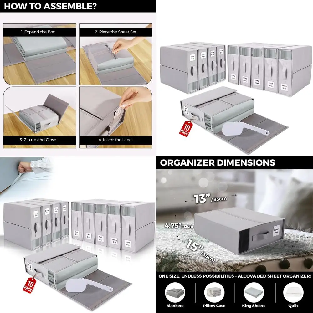 

10-Piece Bed Sheet Organizers and Storage Set Including 1 Sheet Tucker