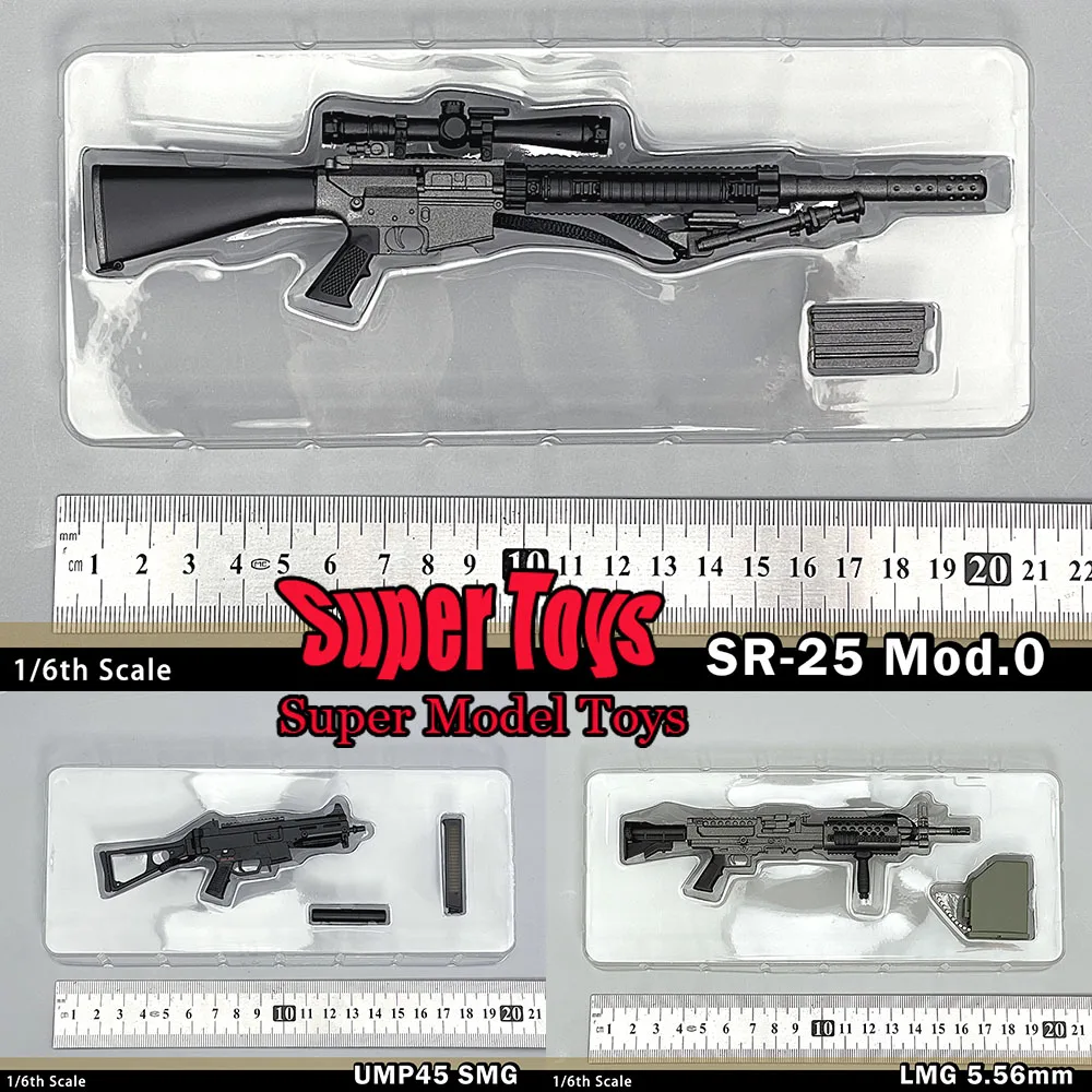 1/6 Scale Soldiers Weapon UMP45 SMG LMG 5.56 Machine Gun SR-25 Mod.0 Sniper Rifle Fit 12-inches Action Figure Model Toys