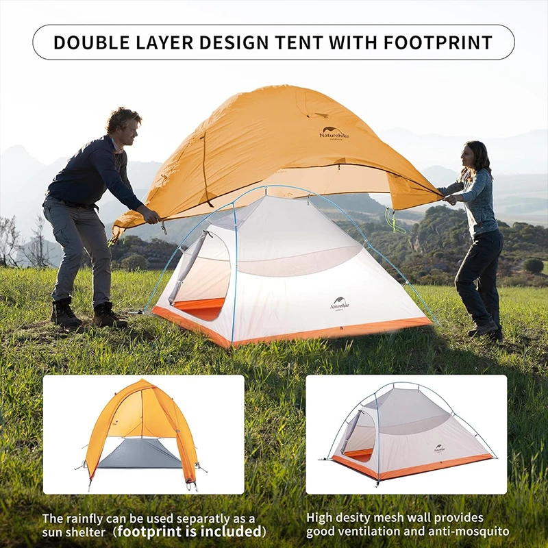 Naturehike Cloud Up 2 Tent Ultralight Camping Tent Double Layer Waterproof Tent Outdoor Hiking Backpacking Tent With Free Mat