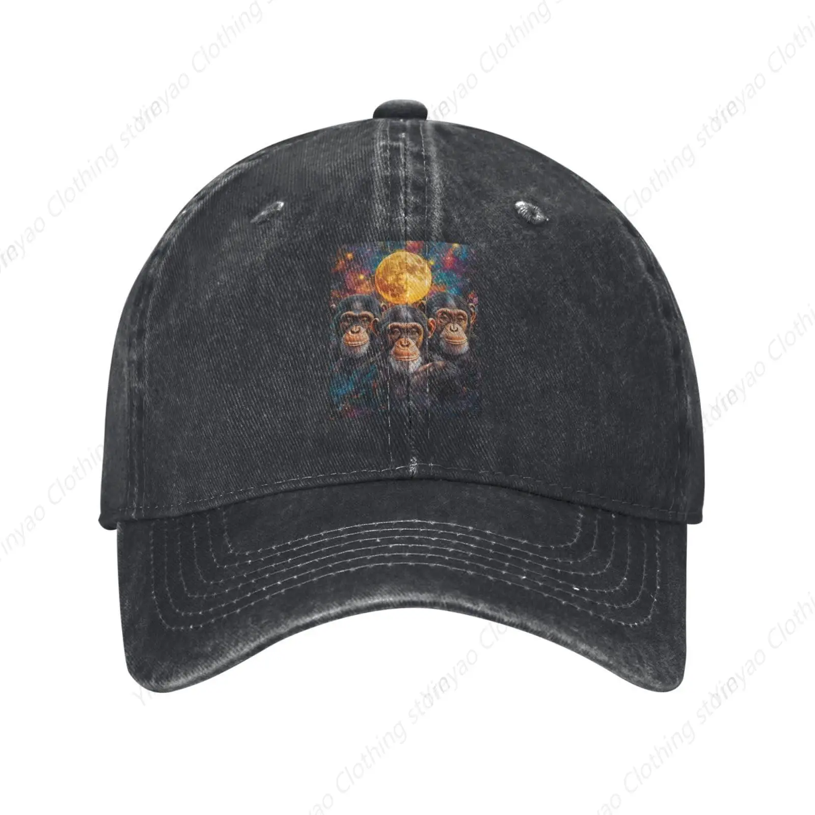 Moon Chimpanzee Art Monkey Animal Printed Baseball Hat Adjustable Dad Hat Men and Women Outdoor Truck Hat Gift