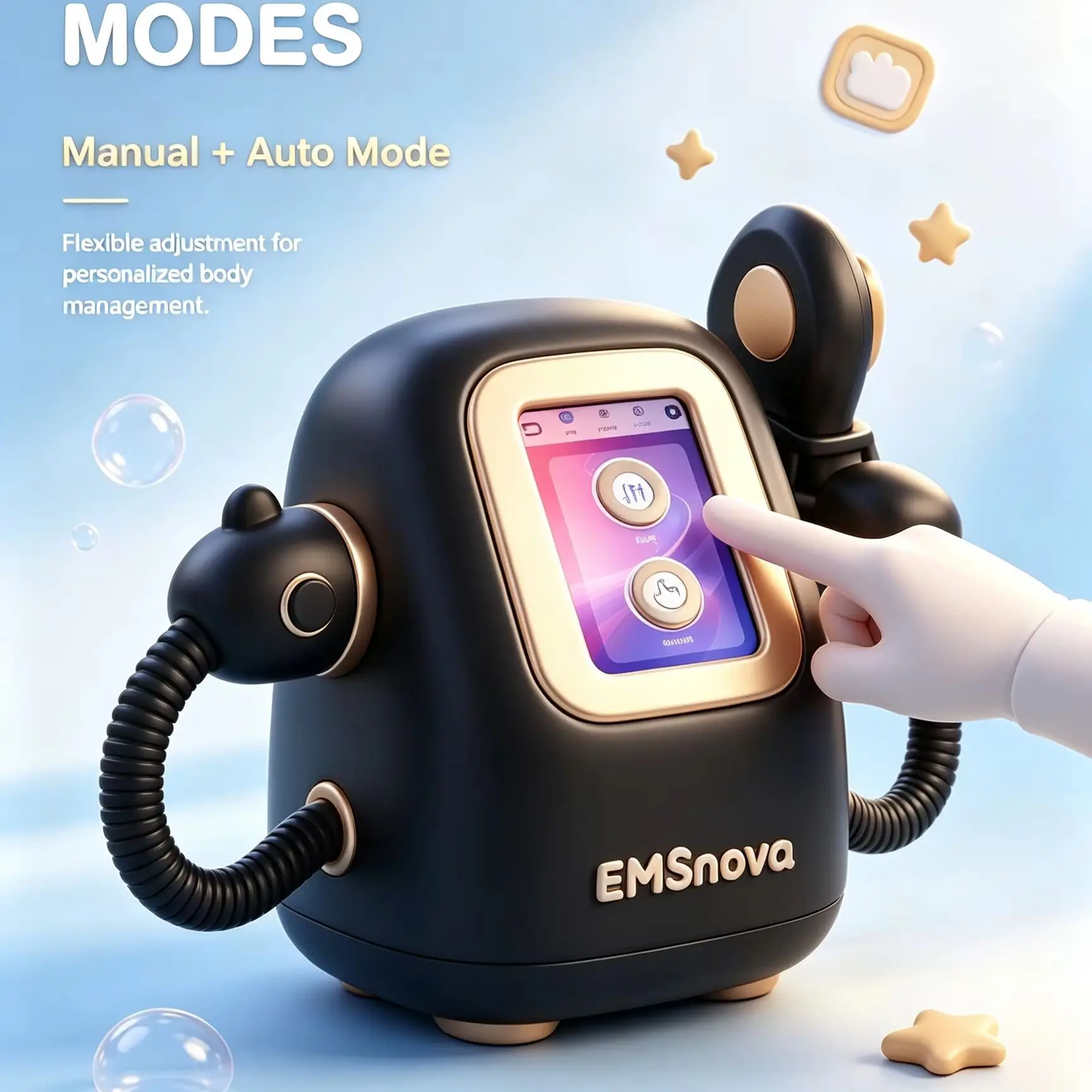 4 Handles 6500W Body Fitness Shaper Machine Muscle Stimulating Skin Tight Contouring Device for Beauty Salon & Home Spa Use