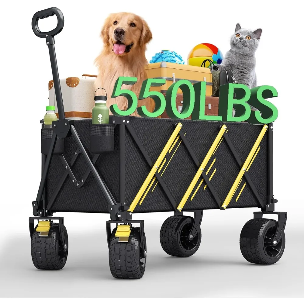 

Wagons carts Foldable，Collapsible Wagon Foldable Wagon, Gather Heavy Duty Garden cart, Portable cart，Pets carts，with Large All-T
