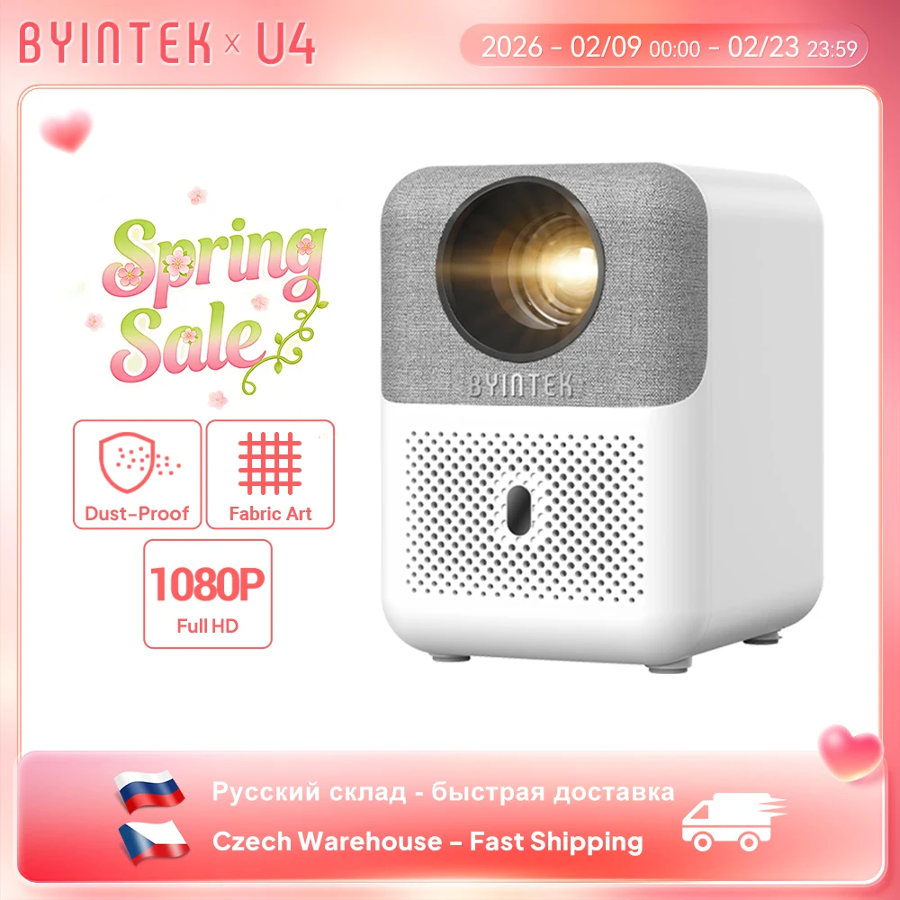 BYINTEK LOVE U4 스마트 미니 홈 시어터 프로젝터 4K 1080P 비디오 안드로이드 WIFI 스마트폰 시네마용
