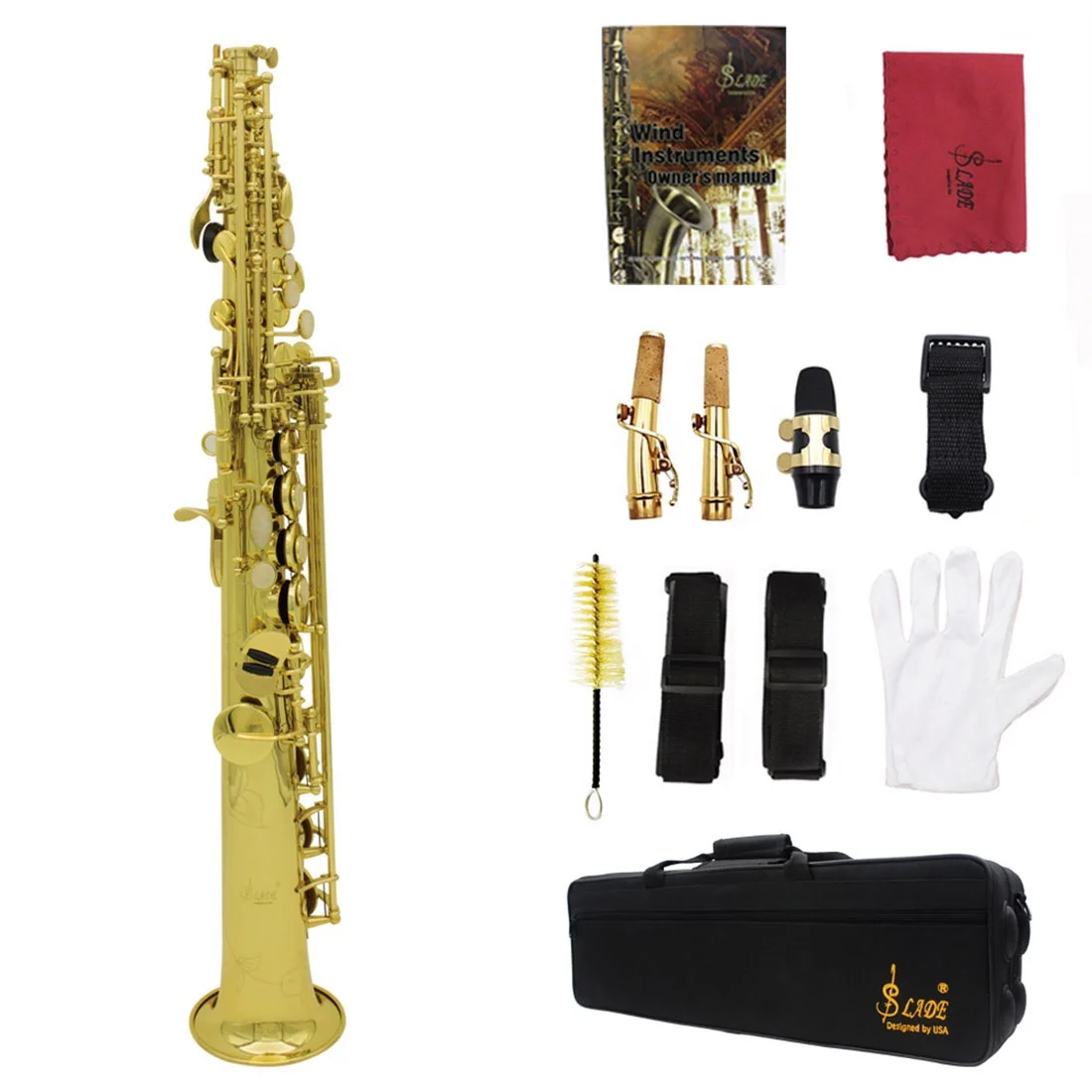 High Quality Factory Direct Sales Professional Cloth Box Straight White Shell High G Soprano Saxophone