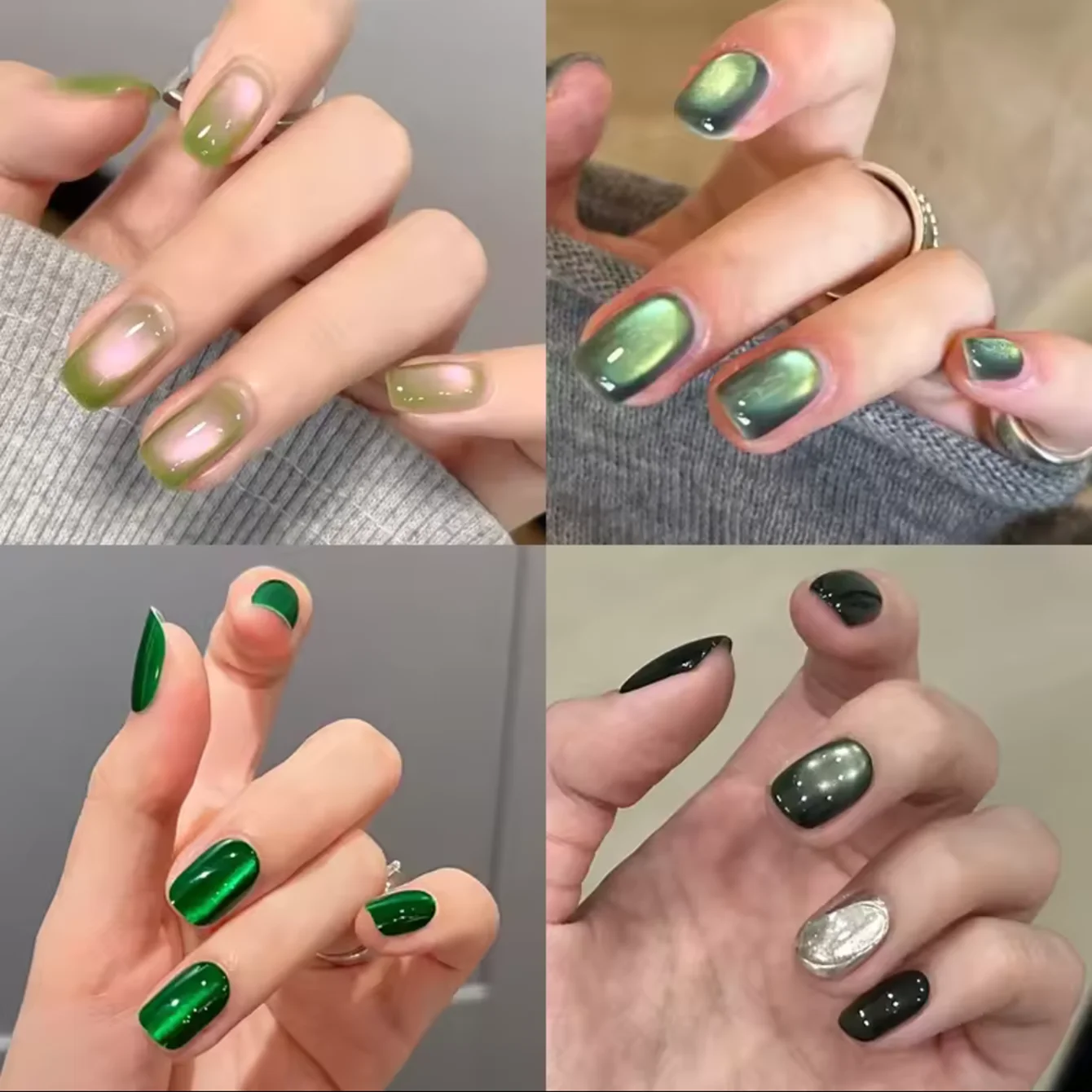 10ML 1PCS Green Genie Cat Eye Magnet Gel Nail Polish Nail Art 2025 New Autumn Nails Top Selling Green Gold Glass Bead Nail Glue
