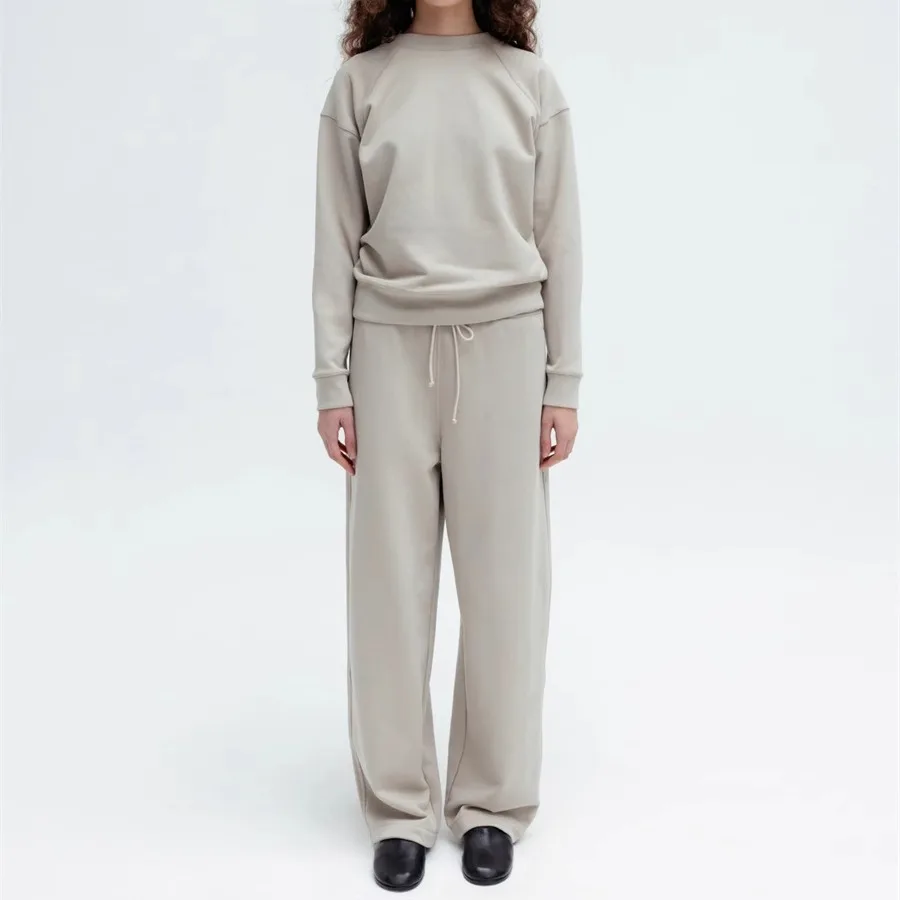 ارتفاع الخصر Dstring مريحة مستقيم الساق التخسيس Sweatpants غير المتماثلة تخفيف Sle فضفاضة تناسب السراويل الطويلة #5